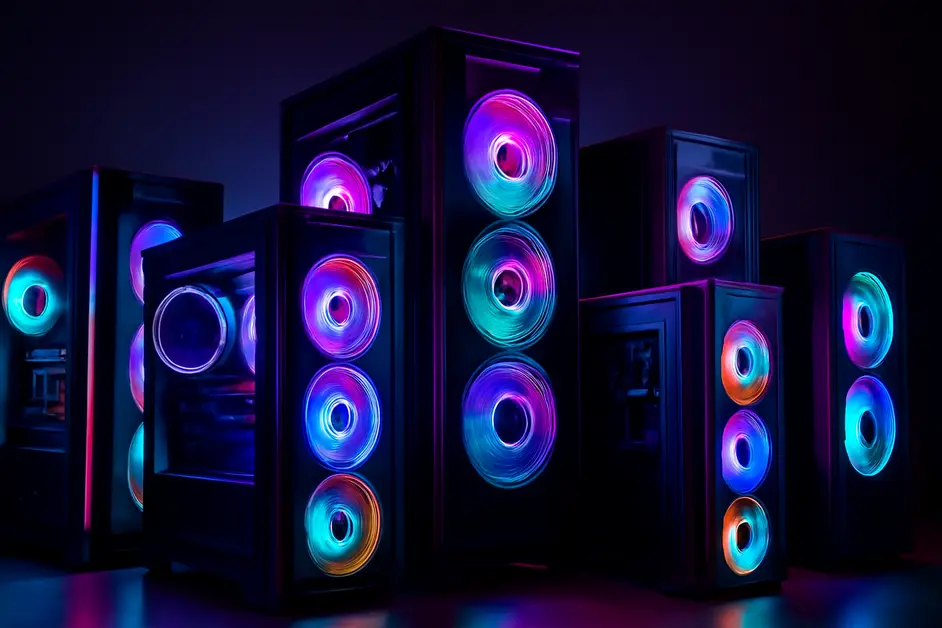 A custom-built PC in a high-performance RGB gaming cabinet in India
