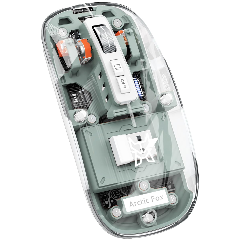 Multi-device wireless mouse with transparent design