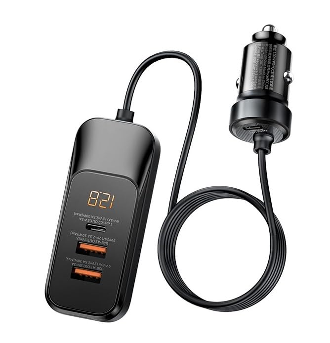 Gadgets under 3000 in India – 120W car charger with voltmeter and rear seat clip